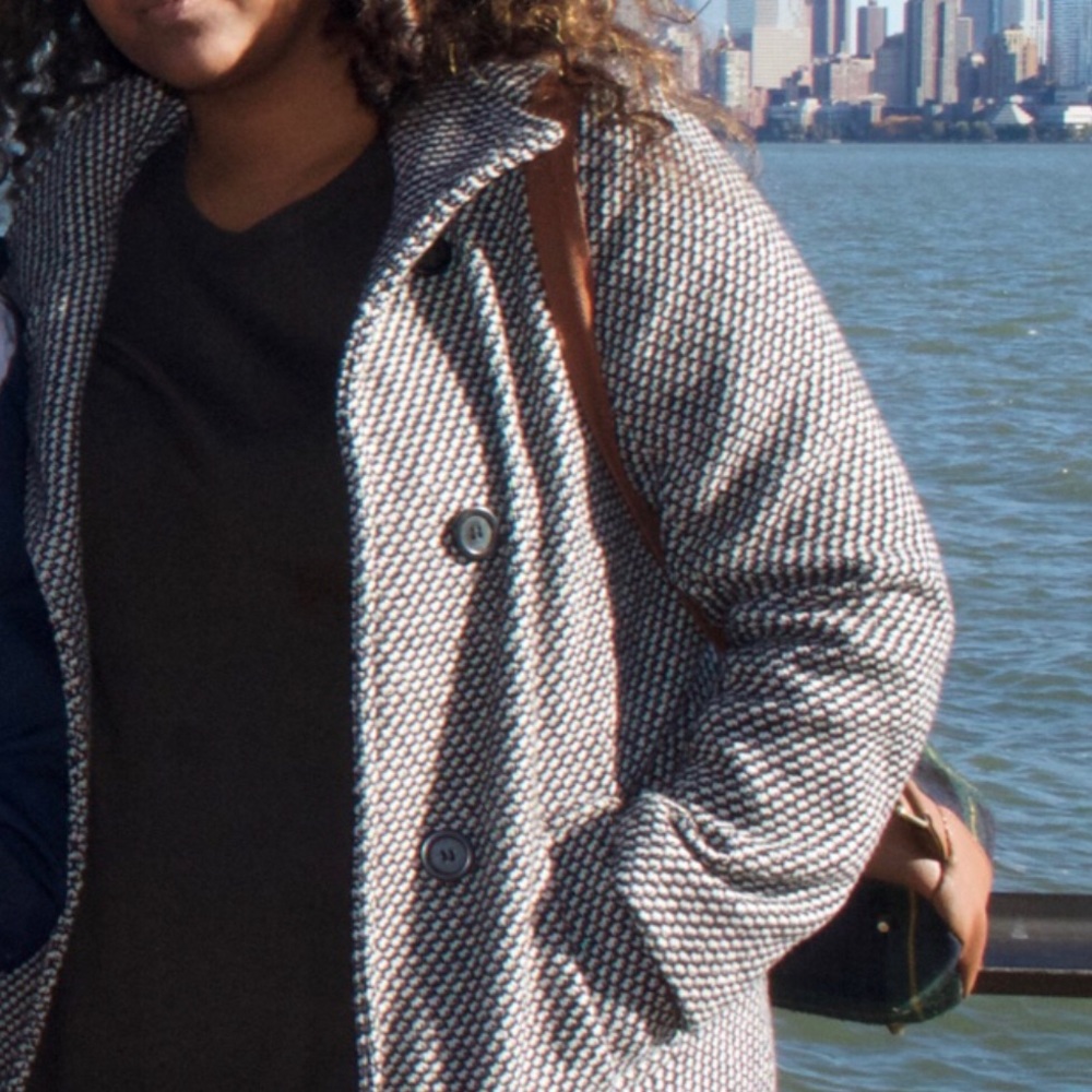gingham black and white coat
